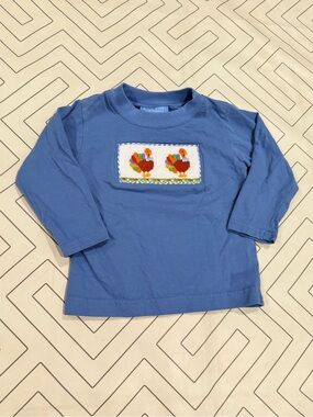 Anavini Blue Smocked Turkey Top